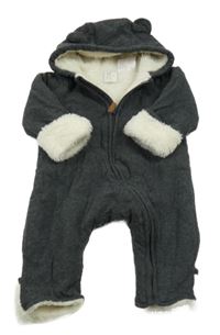 Antracitová tepláková zateplená kombinéza s kapucí H&M