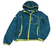 Zelená melírovaná pletená propínací mikina s kapucí Kilimanjaro