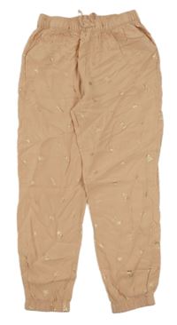 Růžové lehké kalhoty s palmami H&M