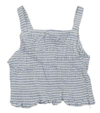 Bílo-modrý pruhovaný crop top Zara