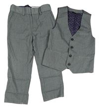 2set - Šedé melírované slavnostní chino kalhoty + vesta Next