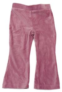 Starorůžové žebrované sametové flare tepláky
