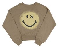 Hnědá oversize mikina se smajlíkem H&M