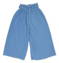 Modré plisované culottes kalhoty