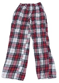 Červeno-bílo-tmavomodré kostkované pyžamové kalhoty H&M