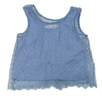Modrý crop top s tylem Zara