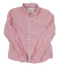 Růžovo-bílá kostičkovaná košile s výšivkou H&M