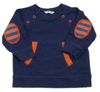 Tmavomodrá mikina s oranžovými nášivkami zn. boden