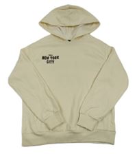 Smetanová mikina s nápisy a kapucí New Look