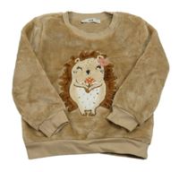 Hnědá plyšová mikina s ježkem C&A