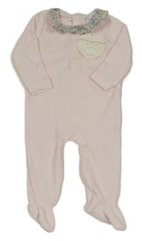 Nové - Světlerůžový sametový overal s límečkem 