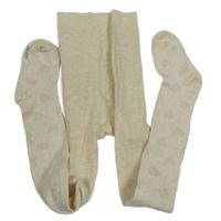 Smetanové melírované punčocháče se srdíčky Topolino