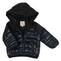 Tmavomodro-černá šusťáková zateplená zateplená bunda s kapucí River Island