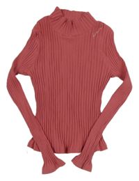 Starorůžové žebrované triko s výšivkou George