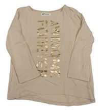 Pudrové triko se zlatým nápisem H&M
