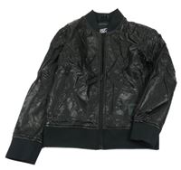 Černá koženková bunda s nášivkou 