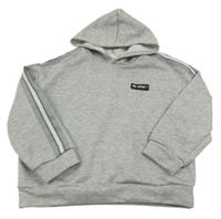 Šedá melírovaná mikina s pruhy a kapucí shein