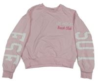 Světlerůžová lehká crop mikina s nápisy Matalan