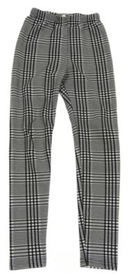 Šedo-černé kostkované legíny Shein