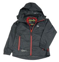 Tmavošedá šusťáková nepromokavá bunda s logem a kapucí Trespass