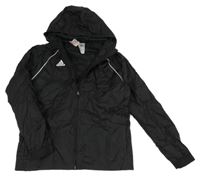 Černá šusťáková funkční sportovní bunda s logem a kapucí Adidas