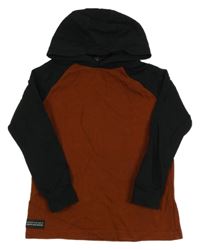 Hnědo-černá mikina s kapucí Next