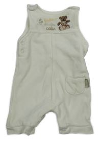 Bílé sametové laclové tepláky s medvědy 