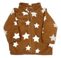 Hnědá propínací fleecová mikina s hvězdami Ergee