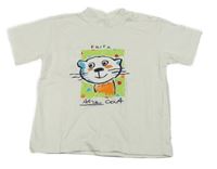 Bílé tričko s kočkou 