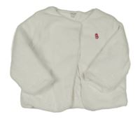 Bílá plyšová podšitá propínací mikina s výšivkou Obaibi