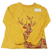 Nové - okrové triko s květinami Fat Face