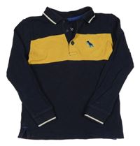 Tmavomodro-okrové polo triko M&S