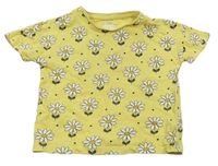Žluté květované tričko s puntíky F&F