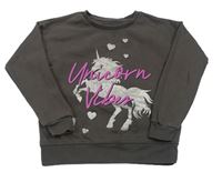 Antracitová mikina s jednorožcem Primark