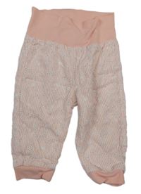 Růžovo-bílé pruhované květované kalhoty S. Oliver