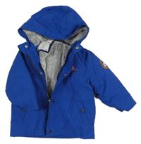 Tmavomodrá šusťáková zimní bunda s potiskem a kapucí C&A