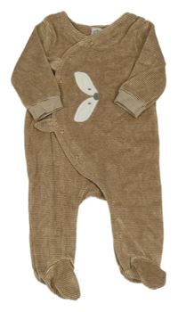 Hnědo-bílý pruhovaný sametový overal s čumákem Topomini