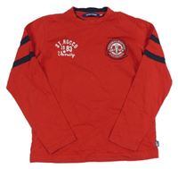 Červeno-tmavomodré mikinotriko s nápisy Original marines