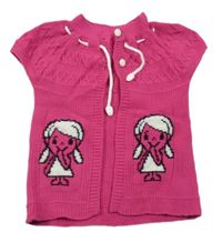 Růžová svetrová vesta s dívkami 