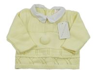 Nové - Světložlutý svetr s bambulí a límečkem 