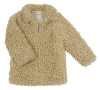 Béžový huňatý podšitý kabát Tu