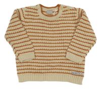 Smetanovo-oranžový pruhovaný svetr 