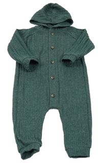 Tmavozelená žebrovaná úpletová kombinéza s kapucí George