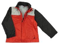 Červeno-černo-šedá šusťáková jarní bunda s kapucí Alive