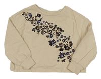 Béžová crop mikina s leopardím vzorem a flitry Next