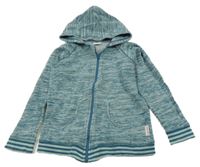 Šedo-modrá melírovaná propínací mikina s kapucí 