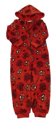 Červeno-černá plyšová kombinéza s kapucí - Spiderman Marvel