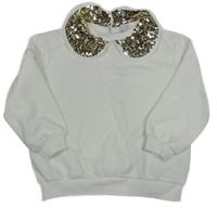 Bílá mikina s límcem s flitry Kiki&Koko