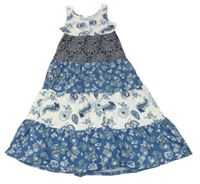 Tmavomodro-bílé vzorované šaty bpc