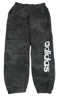 Tmavošedé army tepláky s logem Adidas